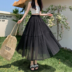 批发实拍半身裙女多色紫色高腰a字裙蛋糕裙温柔风设计感大摆中长裙子