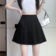 批发实拍<b class='q'>新款</b>高腰显瘦百褶JK纯色a字裙chic包臀裙黑色短裙春夏早秋