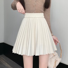 批发实拍新款<b class='q'>秋</b>冬高腰显瘦百褶纯色a字裙chic包臀裙黑色短裙
