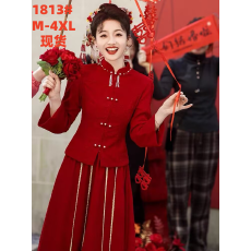 批发敬酒服新娘酒红色中式订婚连衣裙回门便装2025新款小个子礼服套装