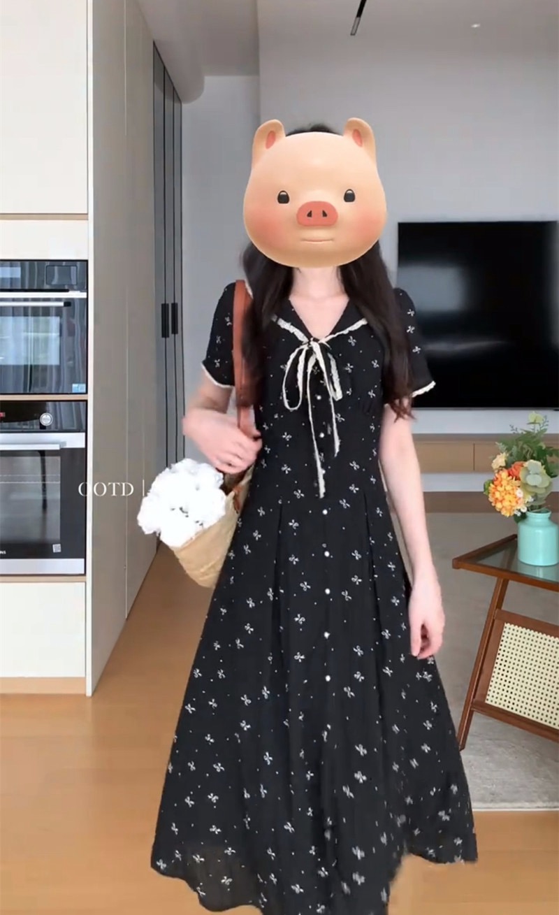 소녀 사랑 일지 miu 부서 달콤함 소녀 센스 여름 꽃무늬 수유 드레스 허리 수축 슬림해 보이는 나가라. 모유 수유