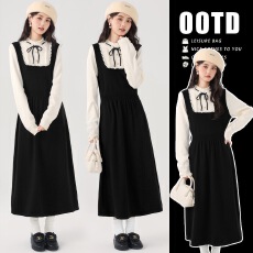 批发秋<b class='q'>冬</b>新款时尚显瘦针织拼接哺乳连衣裙