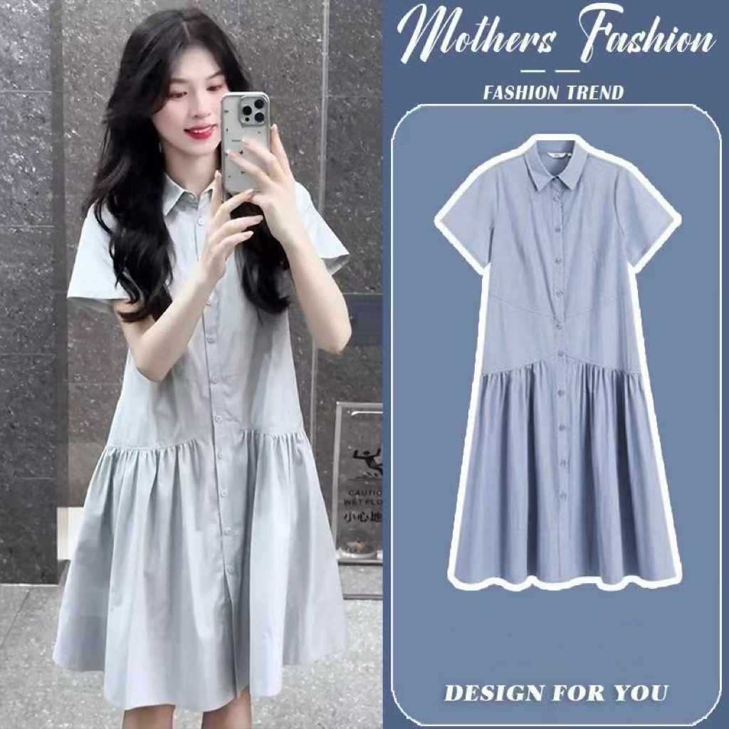 새로운 학원 스타일 파란색 수유 드레스 작은 청신 달콤함 연령 감소 작은 키 나가라. 먹이주기 드레스