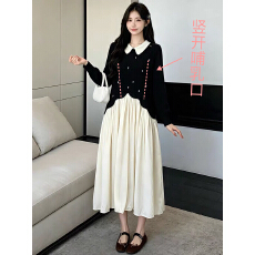 批发新款时尚休闲针织拼接哺乳薄款连衣裙温柔气质孕期宽松连衣裙