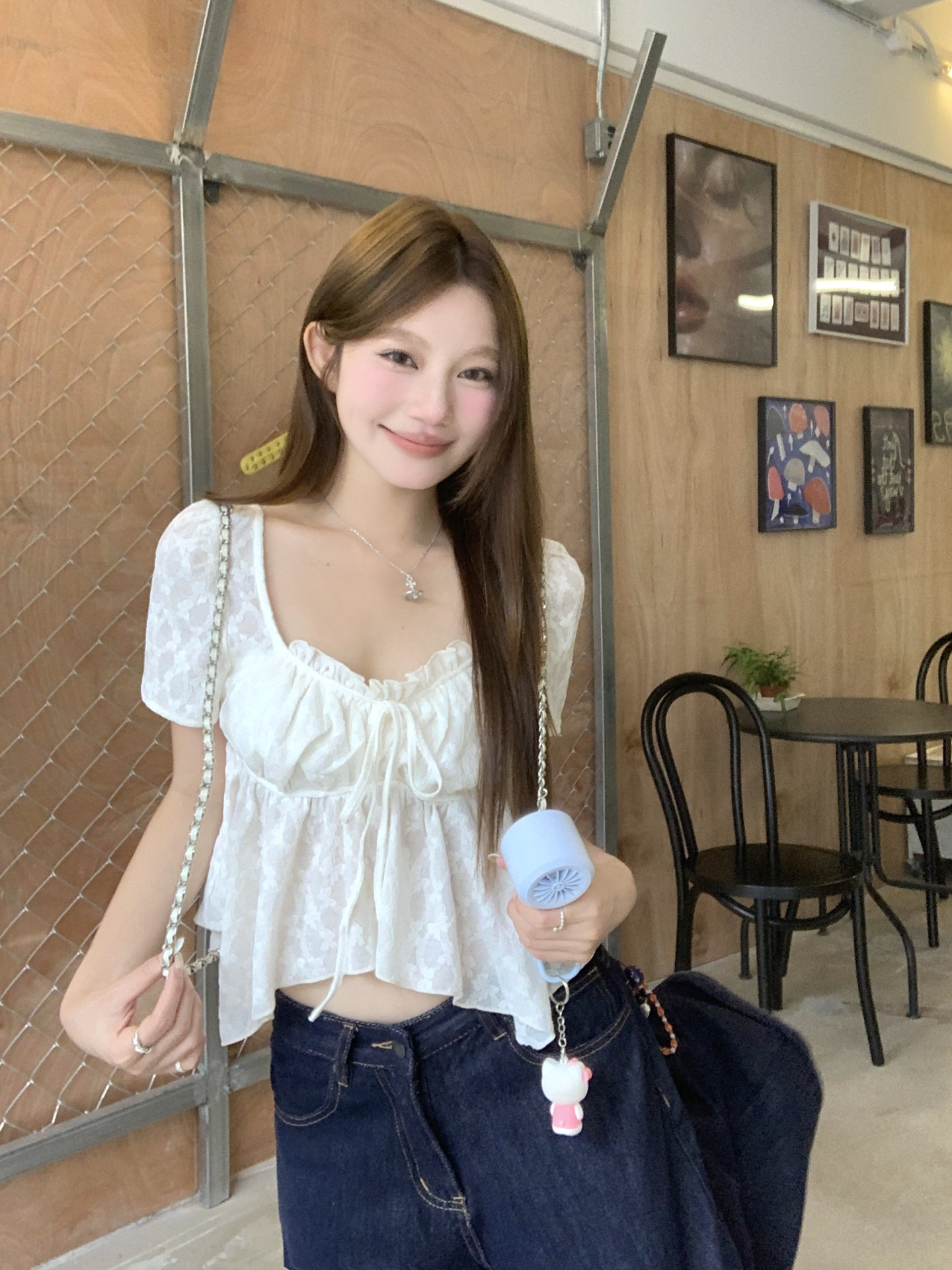 실사 레이스 인형극 레이스 한 부서 달콤함 슬림해 보이는 반팔 셔츠 여성 셔츠 여름