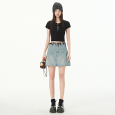 批发牛仔半裙短裤女2025夏季新款低腰显瘦半身包臀短裙裤