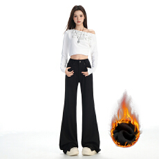 批发加绒加厚四面弹高弹微喇<b class='q'>牛仔裤</b>宽松阔腿不掉色拖地<b class='q'>牛仔裤</b>