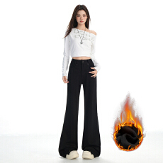 批发加绒加厚四面弹高弹微喇<b class='q'>牛仔裤</b>宽松阔腿不掉色拖地<b class='q'>牛仔裤</b>