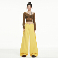 批发实拍多色高腰阔腿<b class='q'>牛仔裤</b>女宽松直筒拖地长裤子