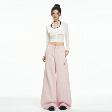 批发实拍多色高腰阔腿<b class='q'>牛仔裤</b>女宽松直筒拖地长裤子