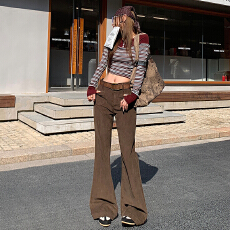 批发美式灯芯绒辣妹低腰阔腿<b class='q'>裤</b><b class='q'>百搭</b><b class='q'>显瘦</b>喇叭<b class='q'>裤</b><b class='q'>牛仔裤</b>女