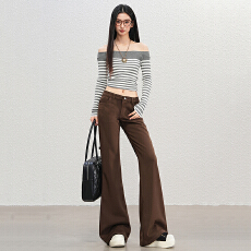 批发低腰毛呢美式<b class='q'>裤</b>子不贴腿<b class='q'>显瘦</b>喇叭<b class='q'>裤</b>子