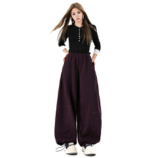 批发<b class='q'>实拍</b> 秋冬新款加厚时尚百搭休闲<b class='q'>运动</b>裤女宽松显瘦阔腿卫裤潮