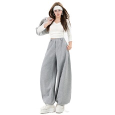 批发<b class='q'>实拍</b> 秋冬新款加厚时尚百搭休闲<b class='q'>运动</b>裤女宽松显瘦阔腿卫裤潮