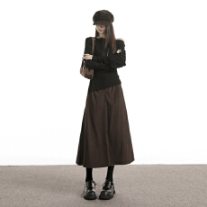 批发实拍2025优质版灯芯绒通勤淑女秋冬百搭半身<b class='q'>长</b><b class='q'>裙</b>女