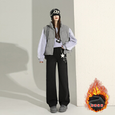 批发冬季<b class='q'>韩版</b>气质百搭显瘦加绒加厚直筒<b class='q'>裤</b>阔腿牛仔<b class='q'>裤</b>