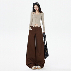 批发实拍 开春<b class='q'>新款</b>复古高腰宽松阔腿裤百搭垂感喇叭裤牛仔裤女