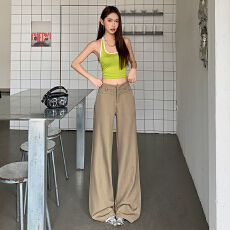 批发美式复古低腰辣妹小众直筒裤春<b class='q'>夏</b>百搭休闲宽松西装裤女
