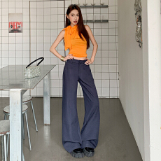 批发美式复古低腰辣妹小众直筒裤春<b class='q'>夏</b>百搭休闲宽松西装裤女