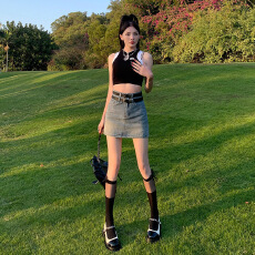 批发牛仔半身裙新款腰显瘦a字包臀防走光短裙子女