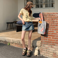 批发复古辣妹短裙a字裙带百搭防走光包臀<b class='q'>牛仔裙</b><b class='q'>半身裙</b>夏