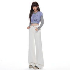 批发不贴腿马蹄裤复古蓝<b class='q'>微喇</b><b class='q'>牛仔裤</b>女秋季2026新款高腰显瘦