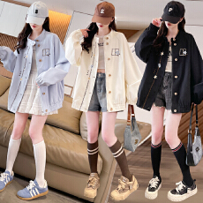 批发2026春新款国潮<b class='q'>3D</b>立体刺绣可爱学院日系韩版宽松风衣棒球服外套潮