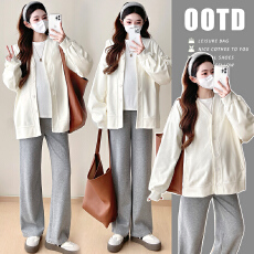 批发实拍小香风高级感新款棒球斜纹宽松孕妇上衣质感外套