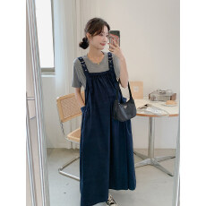 孕妇装夏款韩系宽松减龄两面穿背带连衣裙