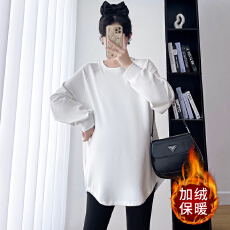 批发現货孕妇装秋冬新款德绒加绒加厚打底衫宽松休闲孕妇超柔卫衣外套