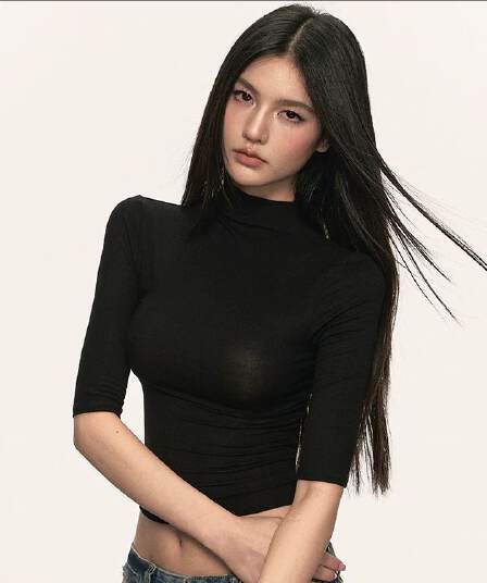 5 점 소매 티셔츠 여성 여름 7 점 반소매 디자인 센스 작은 대중 라운드 넥 몸매 가꾸기 긍정적 인 어깨 티셔츠 여성