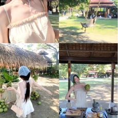 批发白水女 露思吊带 荷叶边中长款吊带T恤女宽松设计感A字裙摆上衣