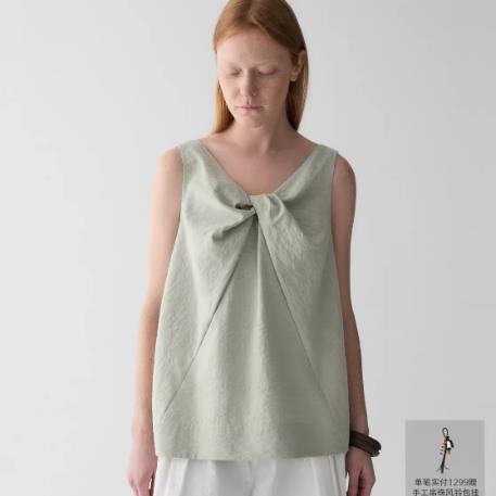 insis femme 뽕나무 누에 실크 여름 새로운 디자인 센스 나비 비틀림 V넥 민소매 셔츠 맨위 여성