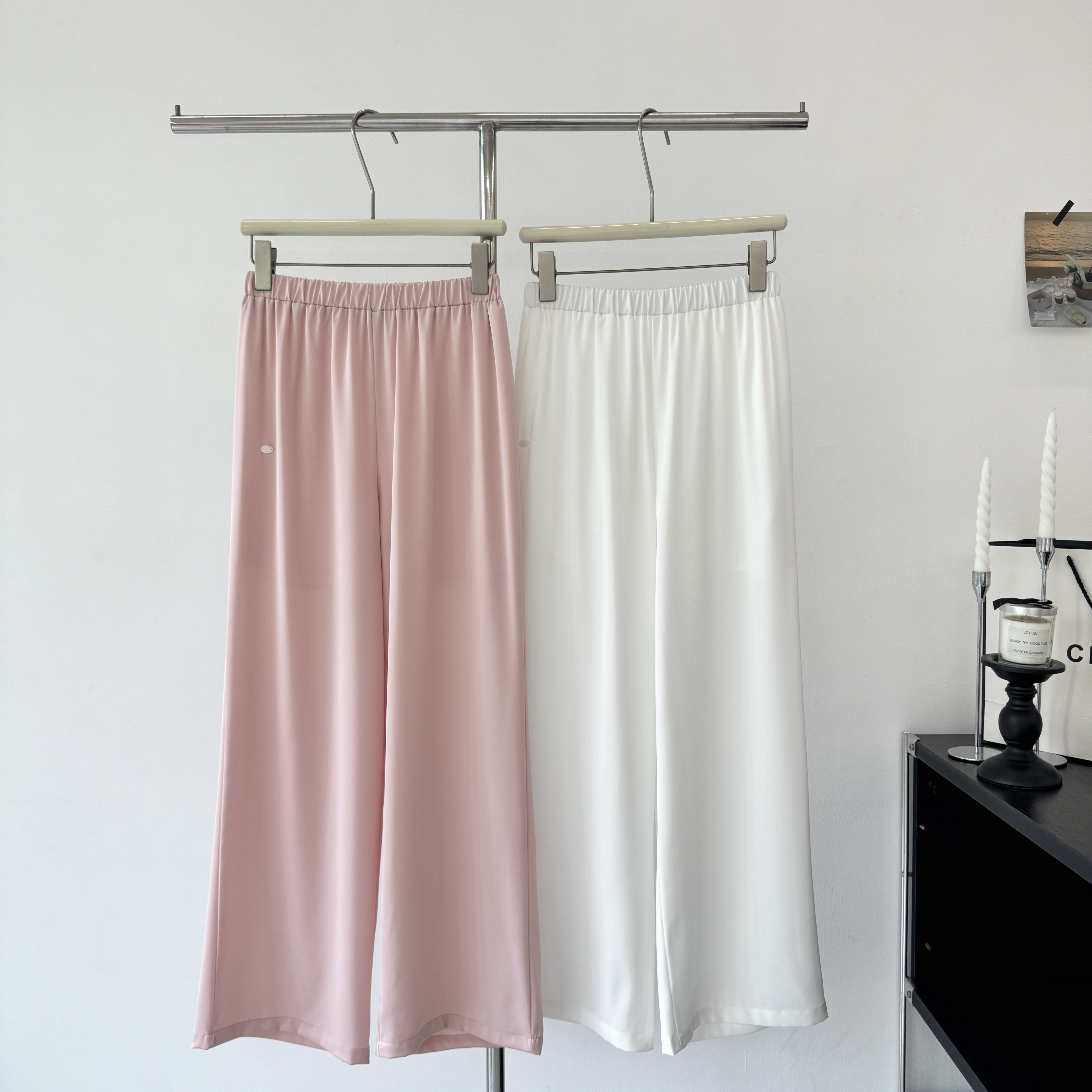 jmshop 산소 바지 화이트 아세트산 와이드 레깅스 바지 여름 얇은 스타일 도루 피하다. 차가운 바지 스트레이트 캐주얼 바지