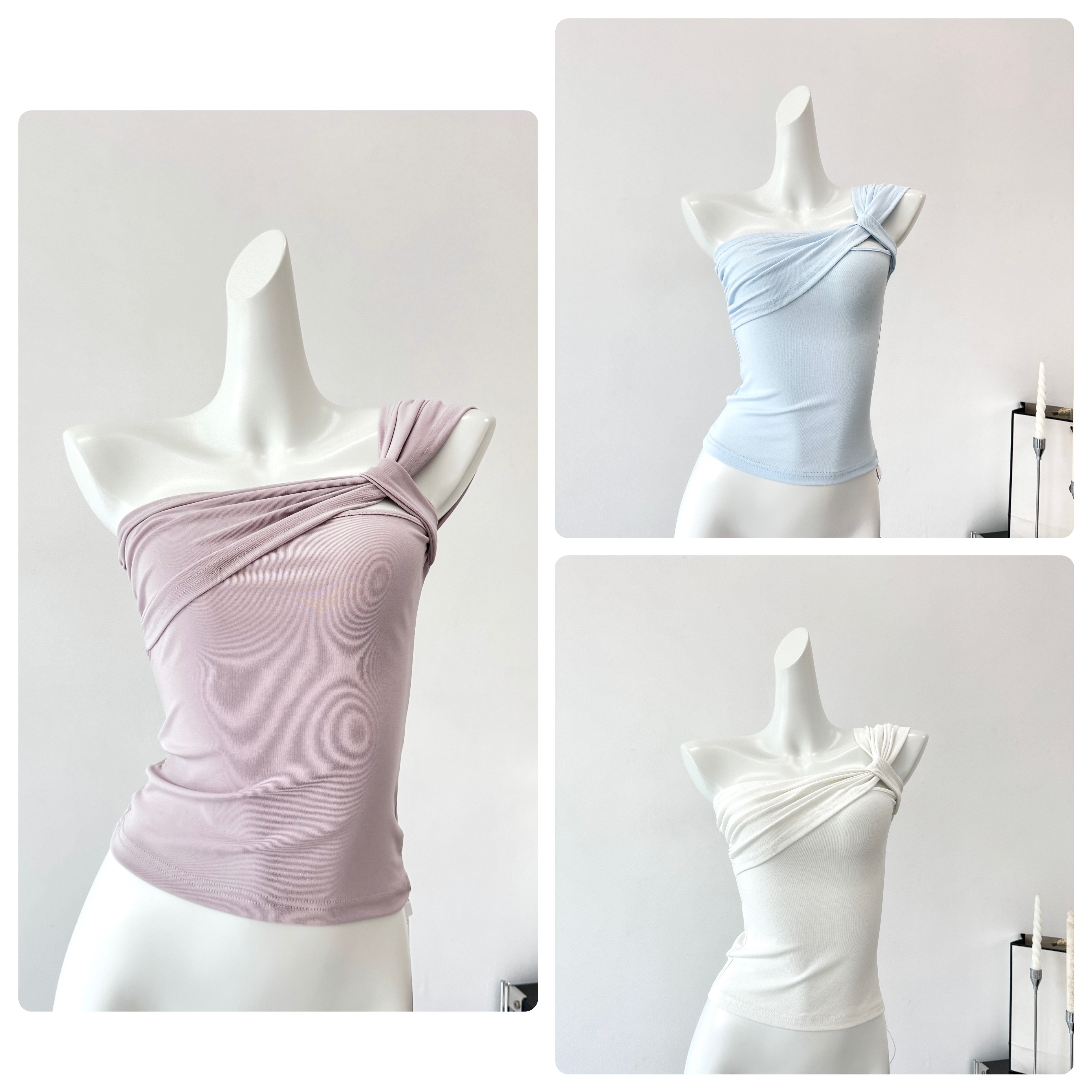 poet wong 한 남자 핵심 여신 t 뽕나무 누에 실크 아세트산 주간 실크 비스듬한 어깨 디자인 센스 한 첨부 된 의류 여름