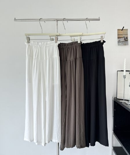 ranwear therow 펄럭 이는 치마바지 느슨함 하느님 바지 빛 산소 면 도루 센스 넓은 다리 루즈핏 다용도 긴 바지