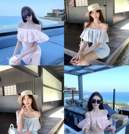 항목 백조 er 오프숄더 프랑스식 여성 드레스 2026 여름 새로운 프릴 타이트 스커트 허리 수축 치마