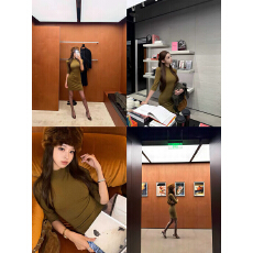 批发早安樊樊「高智knit内搭裙」内搭外穿 显瘦中袖半高领针织连衣裙