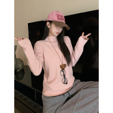 批发苏三三粉色毛衣冬季加绒女2026新款内搭加厚打底衫一体绒保暖上衣
