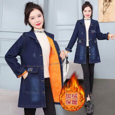 批发冬季加棉加厚牛仔外套女装2025年新款洋气上衣中长款棉服百搭爆款