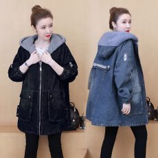 批发加绒加厚牛仔外套女秋冬装2025年新款宽松慵懒<b class='q'>百搭</b>羊羔绒棉衣