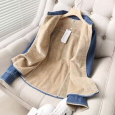 批发加绒加厚<b class='q'>牛仔</b>外套女秋冬装2025年新款宽松慵懒百搭羊羔绒棉衣