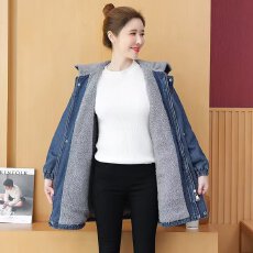 批发加绒加厚牛仔外套女秋冬装2025年新款宽松慵懒<b class='q'>百搭</b>羊羔绒棉衣