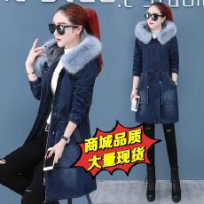 批发冬季加棉加厚牛仔<b class='q'>外套</b>女装2025年新款洋气上衣<b class='q'>中长款</b>棉服百搭爆款