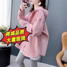批发纯棉牛仔2026春<b class='q'>秋</b>薄款韩版宽松衬衫连帽上衣外套女