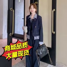 批发高级感假两件<b class='q'>牛仔</b><b class='q'>套装</b>2026新款女开春韩系穿搭小个子阔腿裤一整套