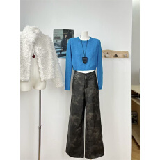 巨好看秋冬季穿搭一整套慵懒风套头软糯针织衫上衣显瘦百搭阔腿裤