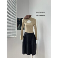 批发韩式搭配一整套春秋新款<b class='q'>气质</b>复古内搭上衣叠穿毛衣<b class='q'>外套</b>半身裙套装