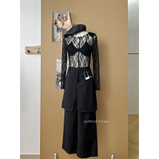 批发巨好看2026穿搭一整套辣妹风镂空<b class='q'>蕾丝</b>打底上衣显瘦宽松阔腿裙裤