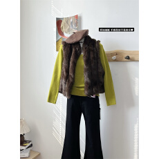 批发高级感时尚毛毛马甲外套内搭修身打底衫女秋冬<b class='q'>休闲</b>百搭<b class='q'>长裤</b>三件套